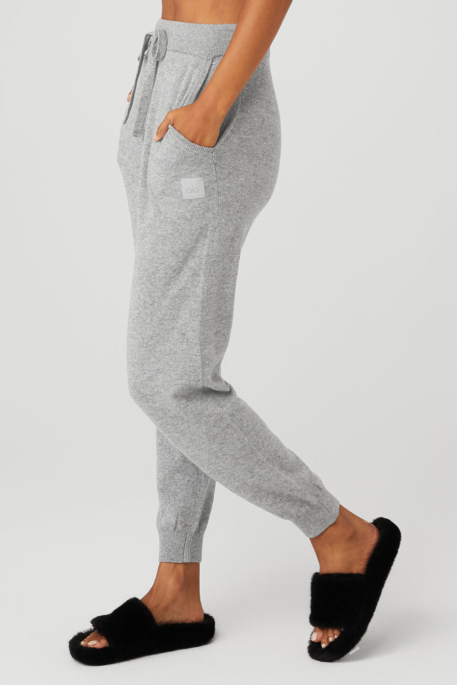 High-Waist Cashmere Jet Set Pant - Dove Grey Heather--1