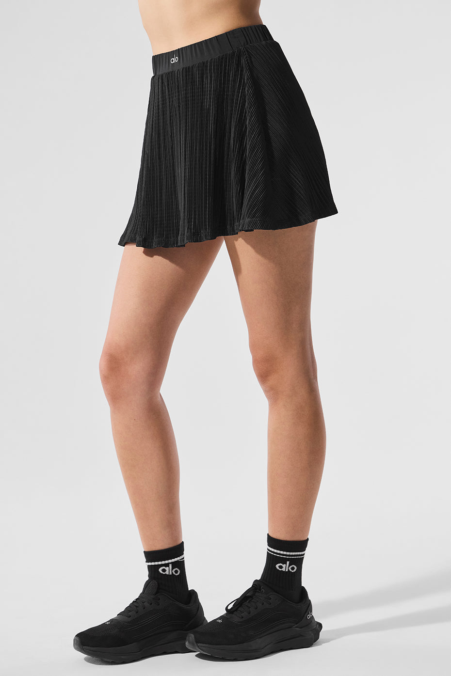 Micro Plisse Tennis Skirt - Black--3