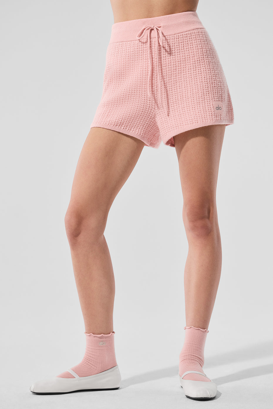 Cashmere High-Waist Plush Waffle Short - Pink Quartz--0