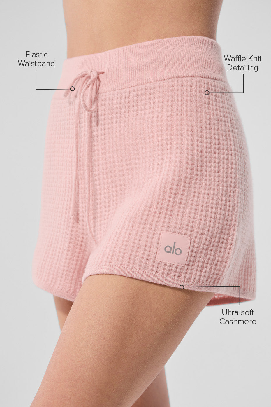 Cashmere High-Waist Plush Waffle Short - Pink Quartz--1