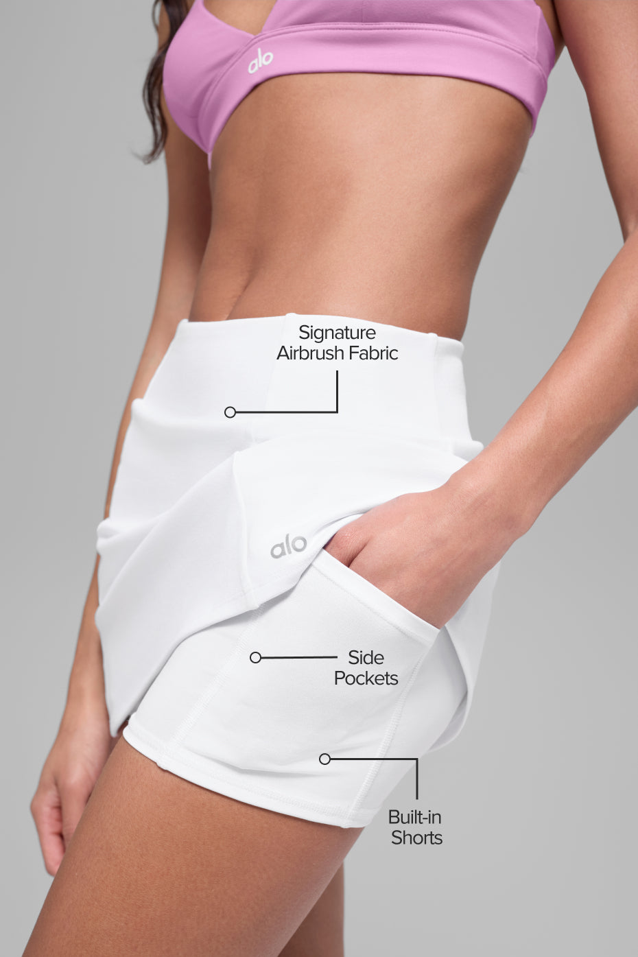 Airbrush High-Waist Good Form Tennis Skirt - White--1