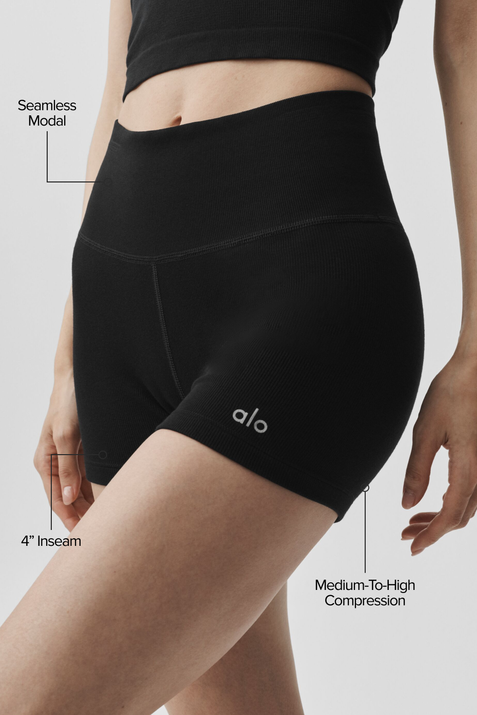 4" Seamless Modal Ribbed High-Waist Short - Black--1