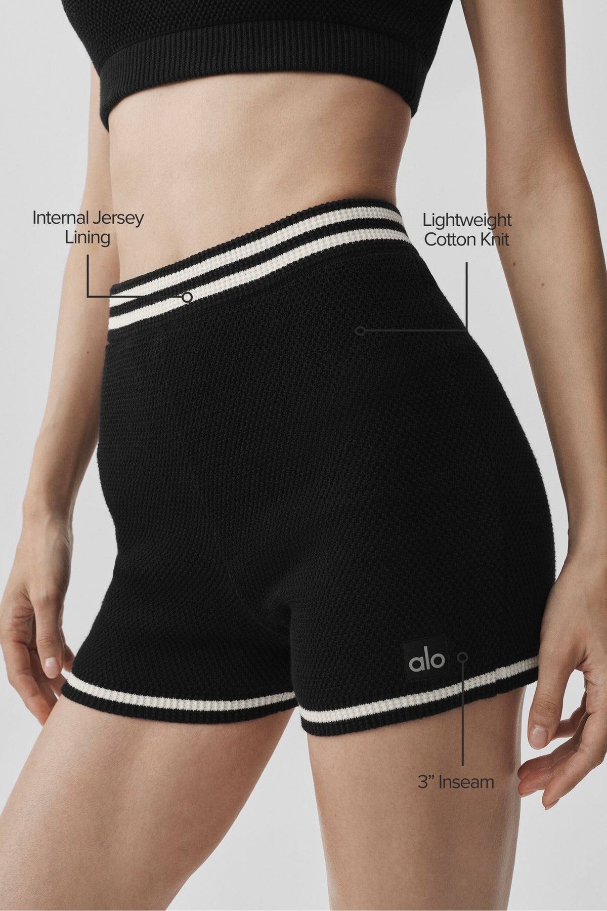 Tennis Club Sweater Knit Hot Short - Black/Ivory--1