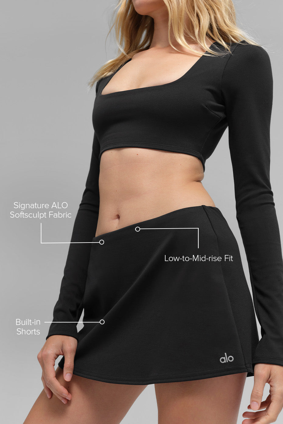 ALO Softsculpt Precision Mini Skirt - Black--1