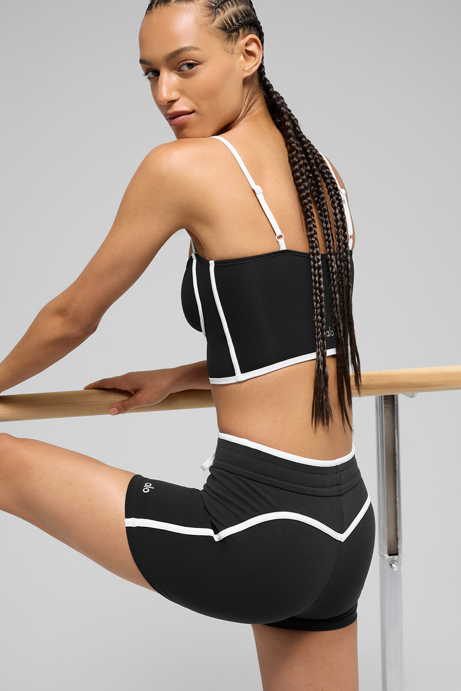 4" Airbrush High-Waist Race Pace Short - Black/White--2