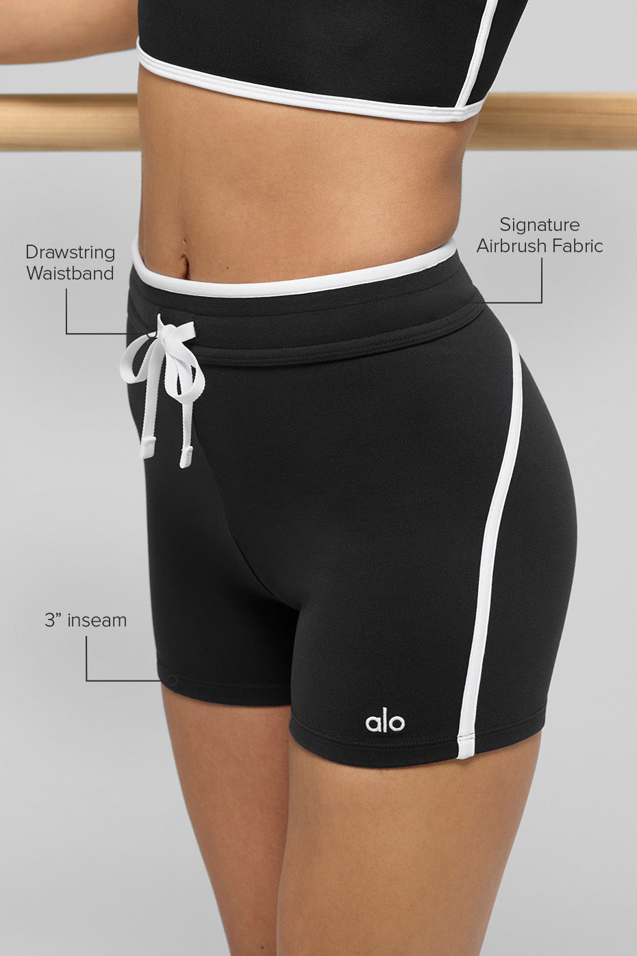 4" Airbrush High-Waist Race Pace Short - Black/White--1