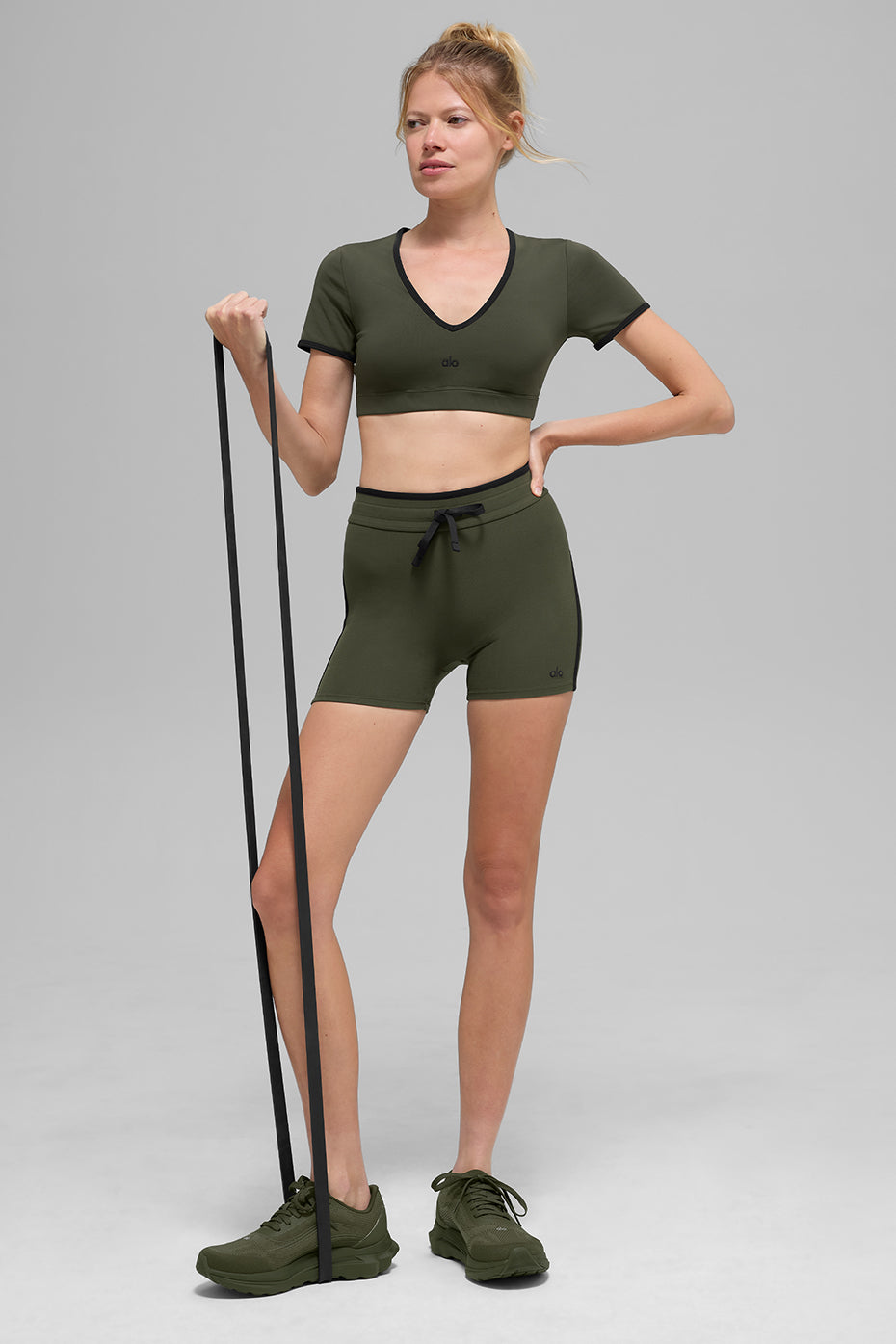 4" Airbrush High-Waist Race Pace Short - Green Olive/Black--4