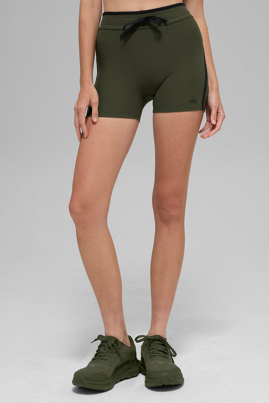 4" Airbrush High-Waist Race Pace Short - Green Olive/Black--3