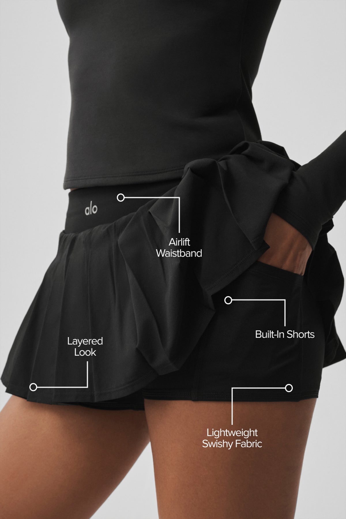 Double Or Nothing Tennis Skirt - Black--1