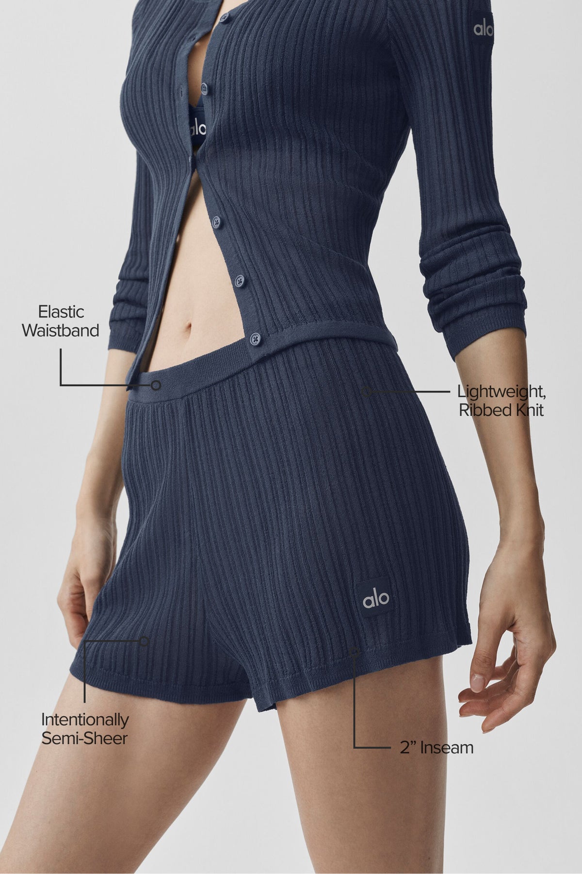 Sweater High-Waist Sunlit Short - Navy--1