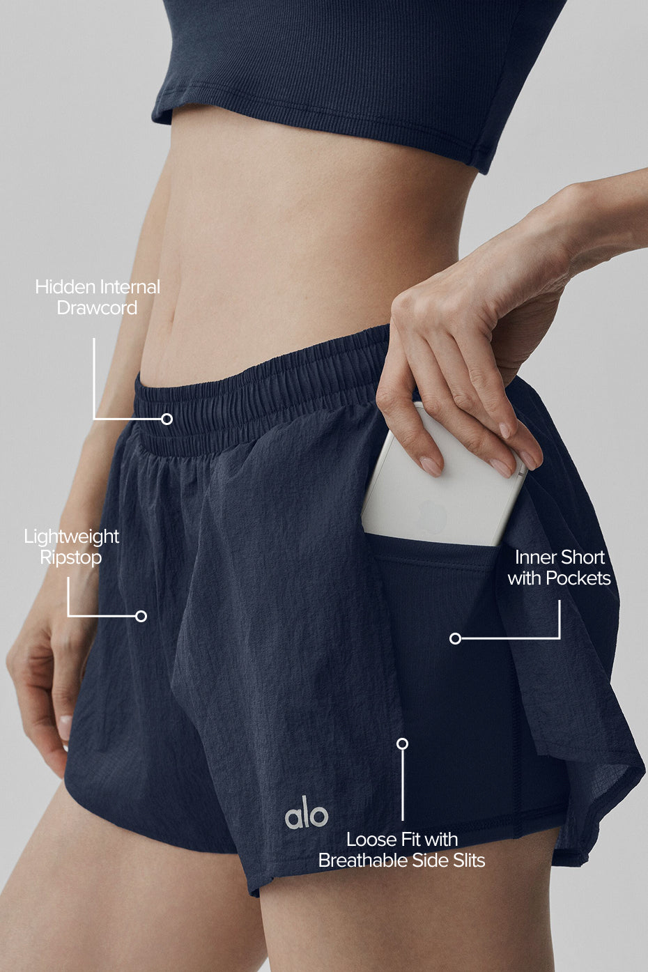 Mid-Rise Go Time Short - Navy--1
