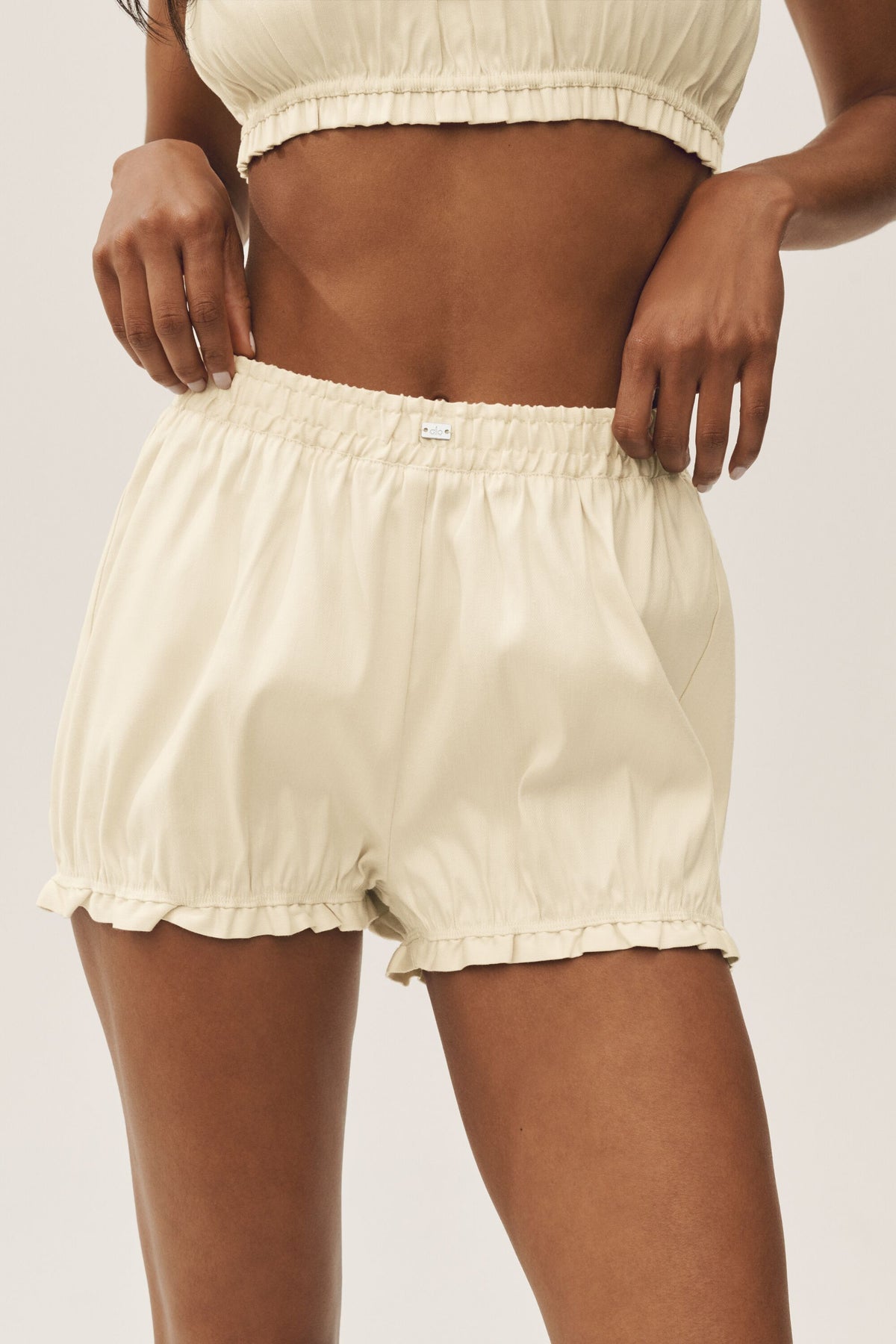 Linen Blend Riviera Bloomer Short - Sandy Beige--3