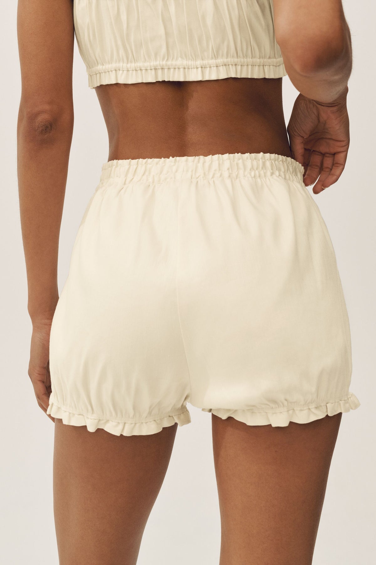 Linen Blend Riviera Bloomer Short - Sandy Beige--1