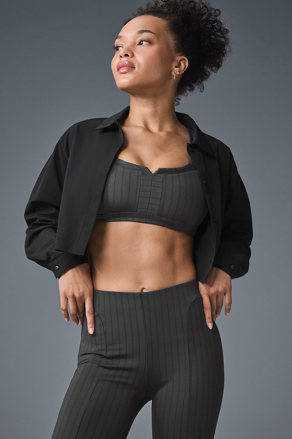 Cropped Take Me Out Button Up - Black--0