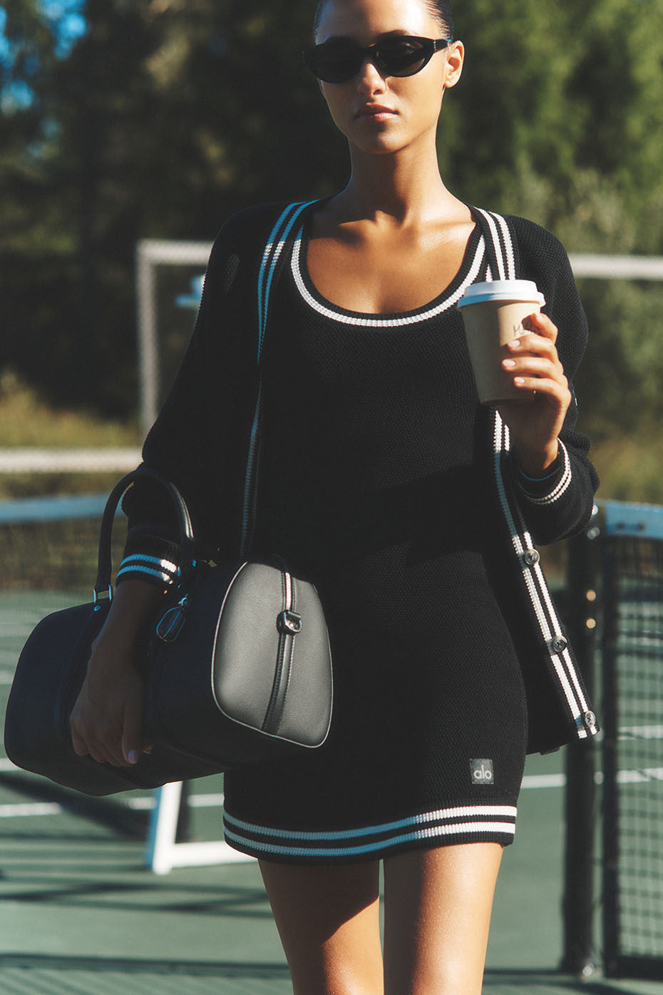Tennis Club Sweater Knit Dress - Black/Ivory--0