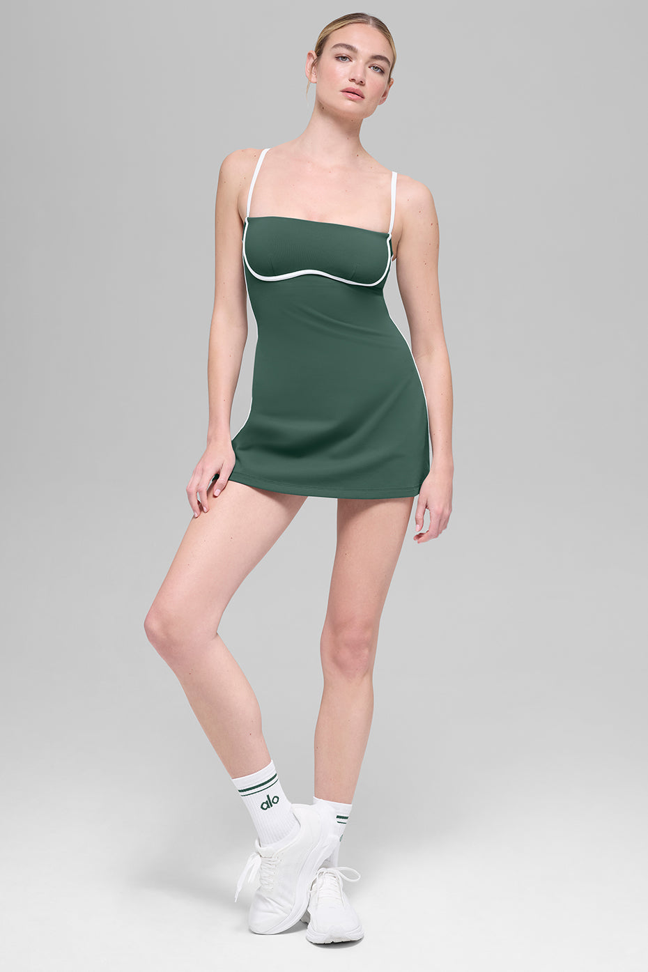 Airbrush Streamlined Dress - Clover Green/White--4