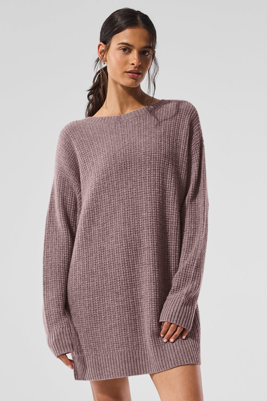 Cashmere Plush Waffle Dress - Mushroom Heather--0