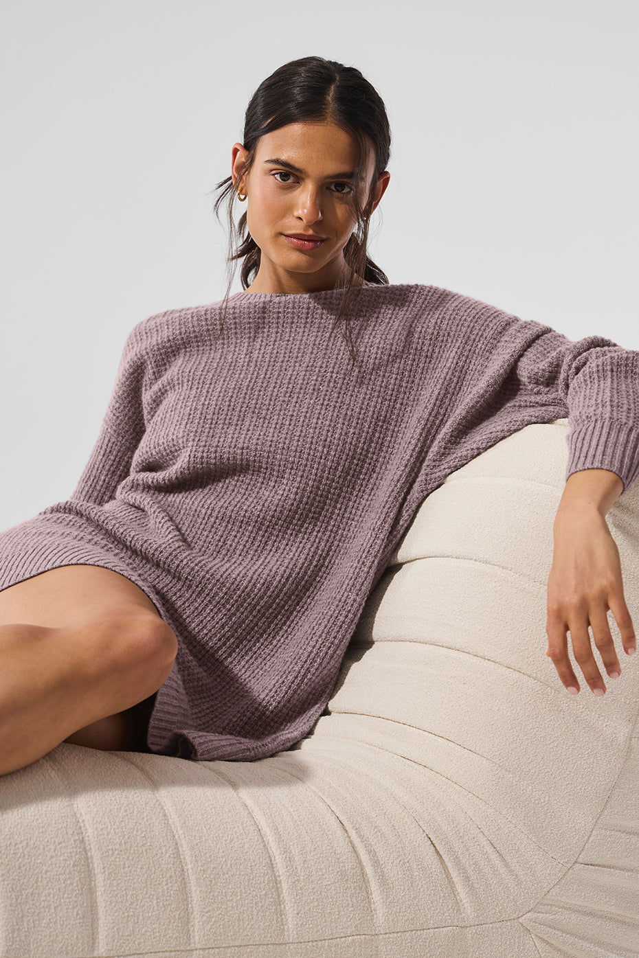 Cashmere Plush Waffle Dress - Mushroom Heather--3