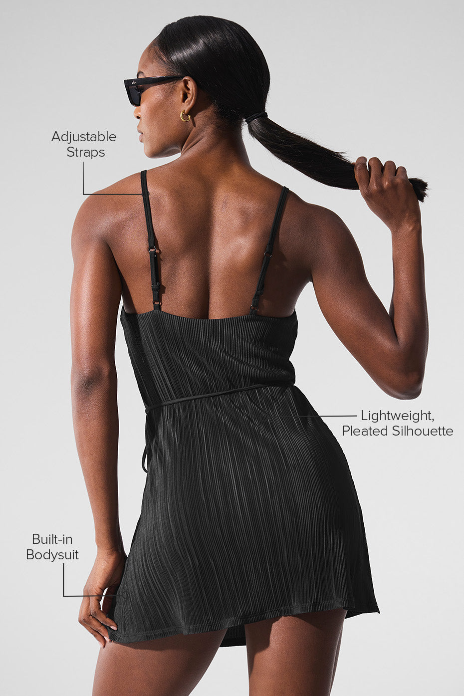 Micro Plisse Game On Tennis Dress - Black--1