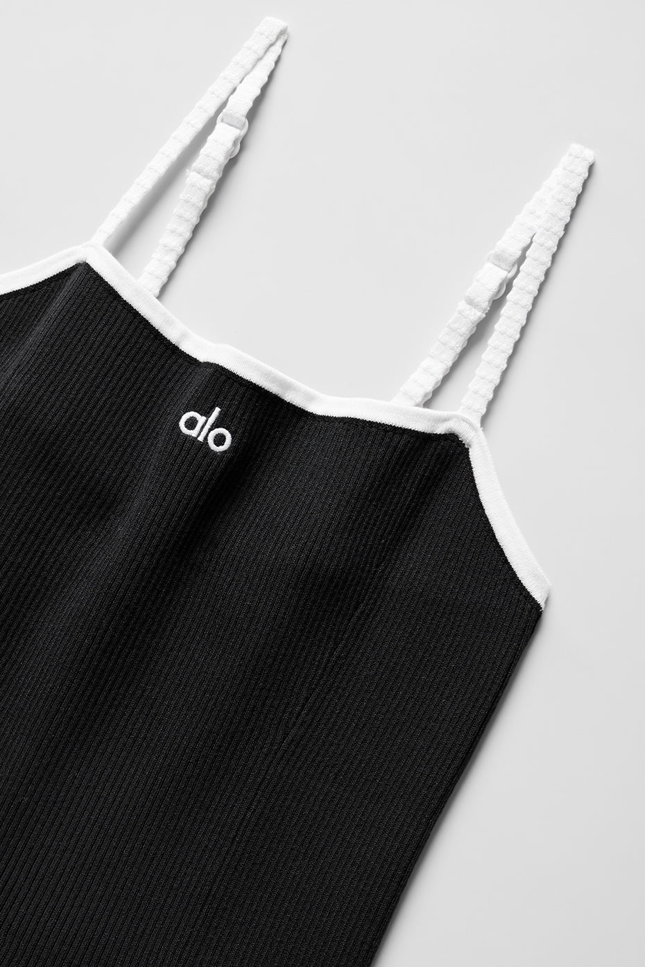 Ribbed Sweater Knit Highline Dress - Black/White--5