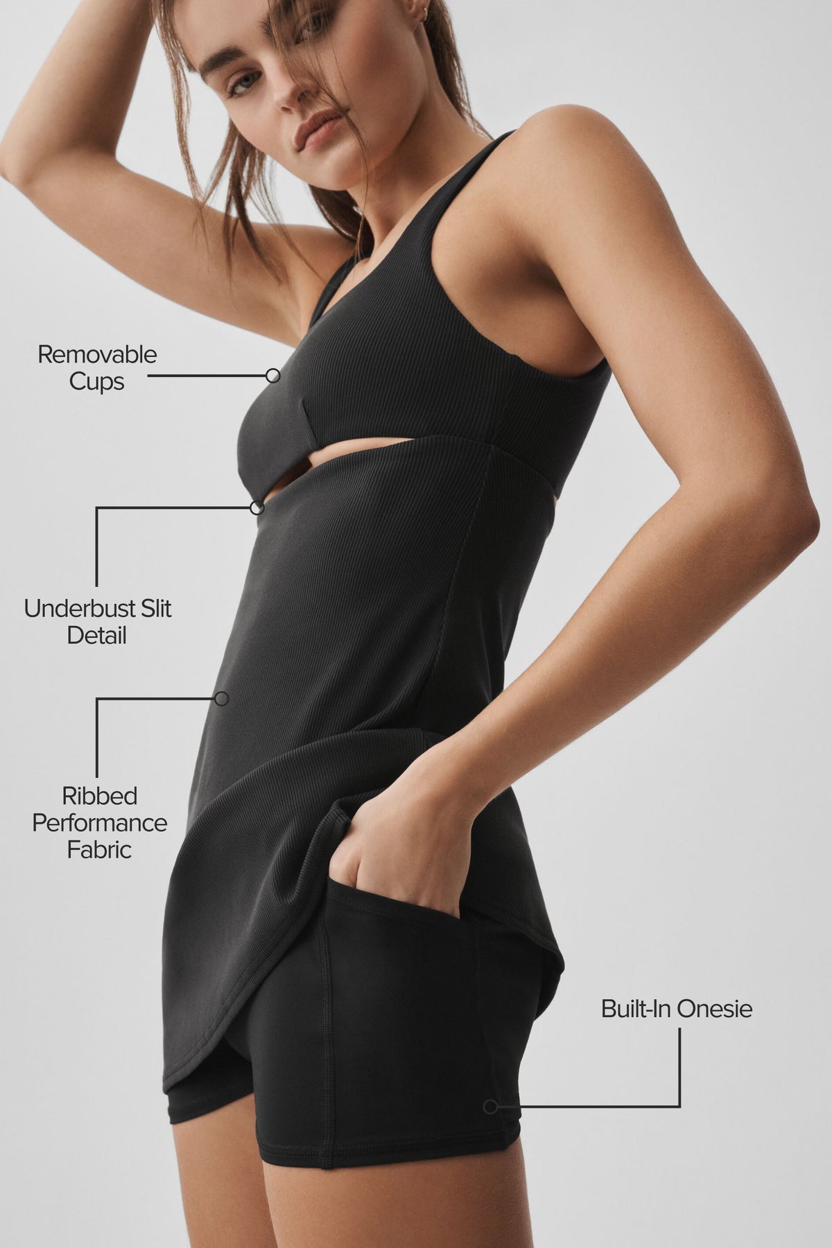 Slice Tennis Dress - Black--1