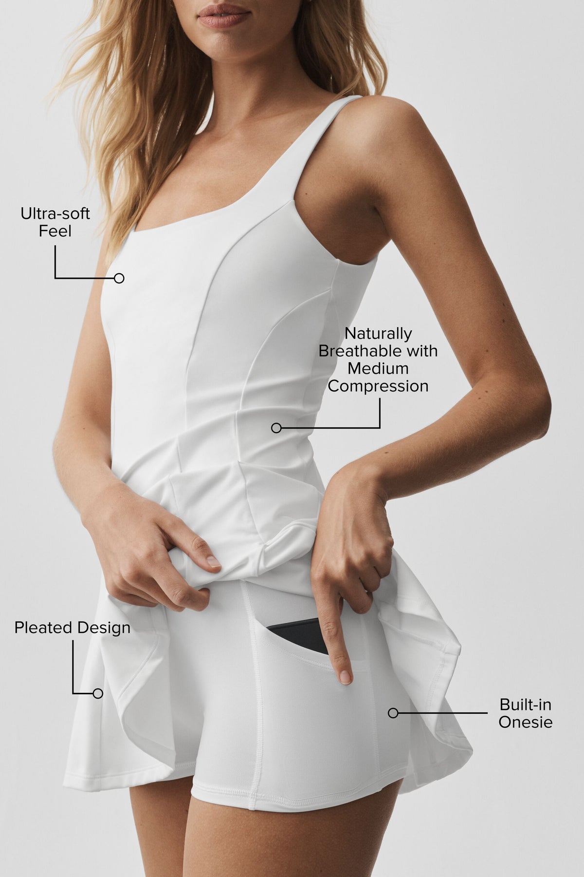 ALO Softsculpt Topspin Tennis Dress - White--1