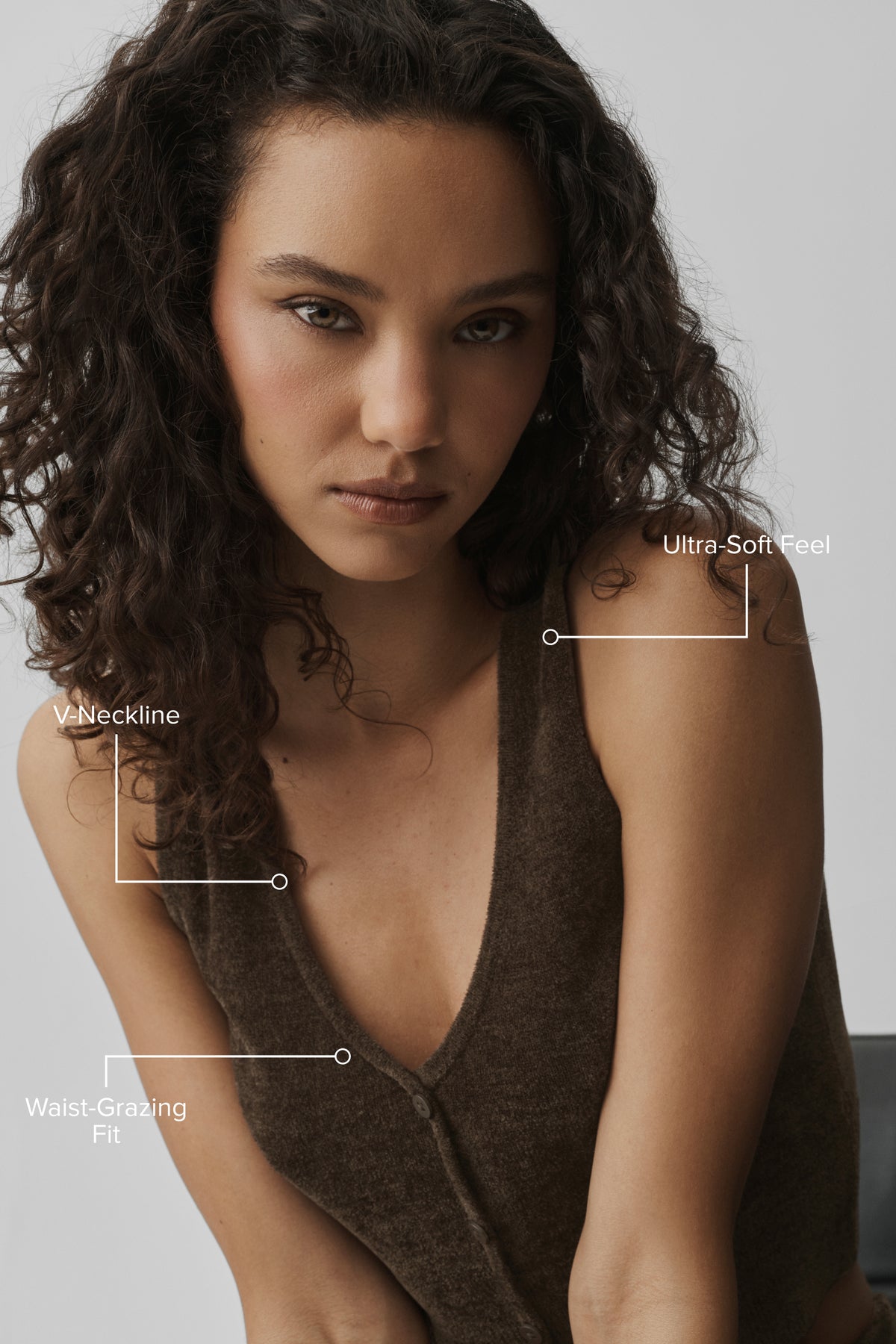 Micro Chenille Button Down Tank - Espresso--1