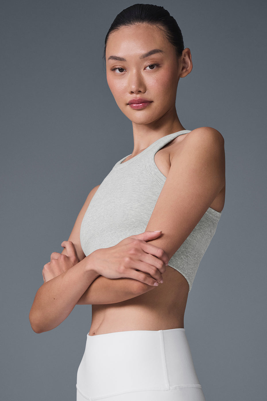 Seamless Delight High Neck Bra - Athletic Heather Grey--3