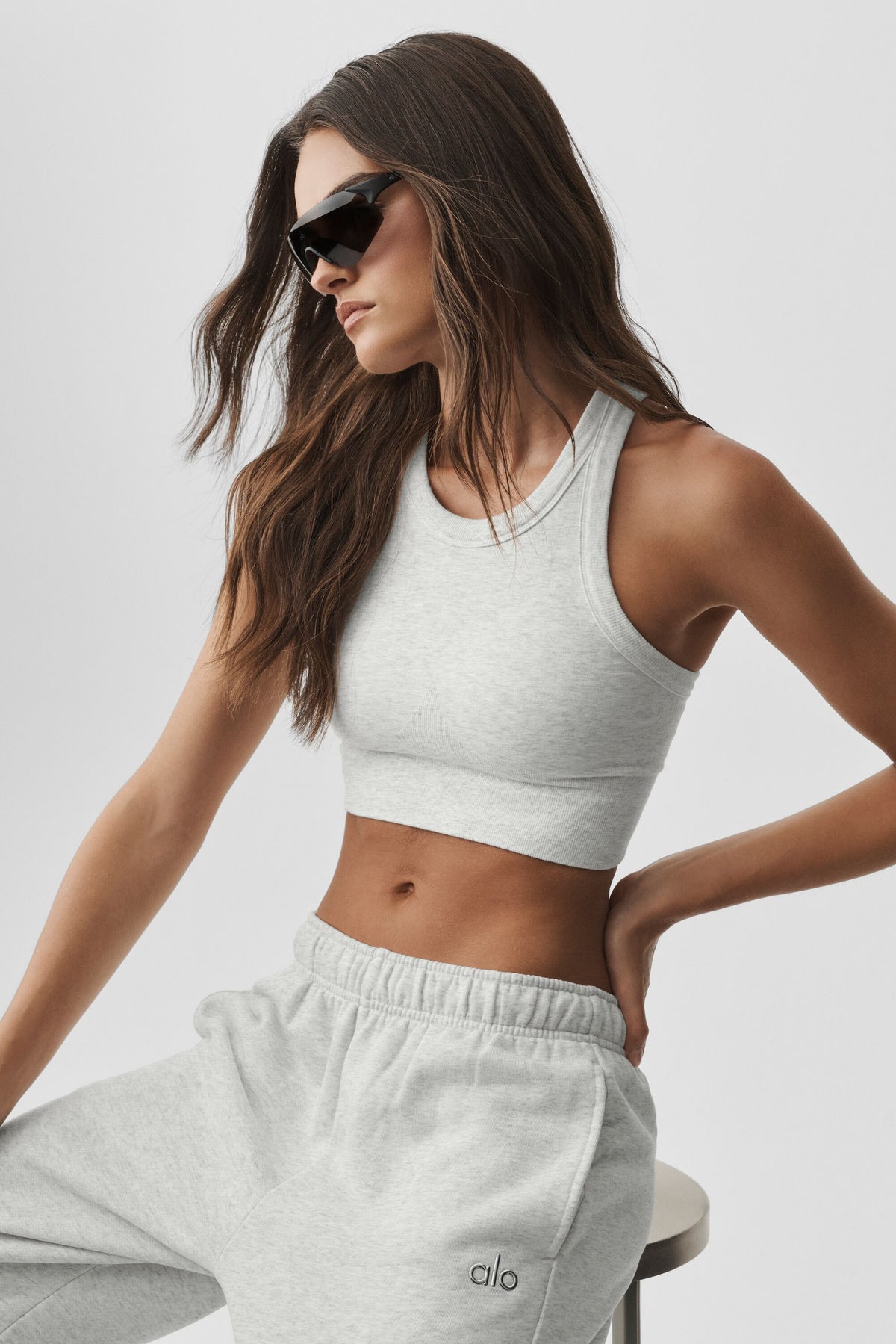 Seamless Delight High Neck Bra - White Heather--2