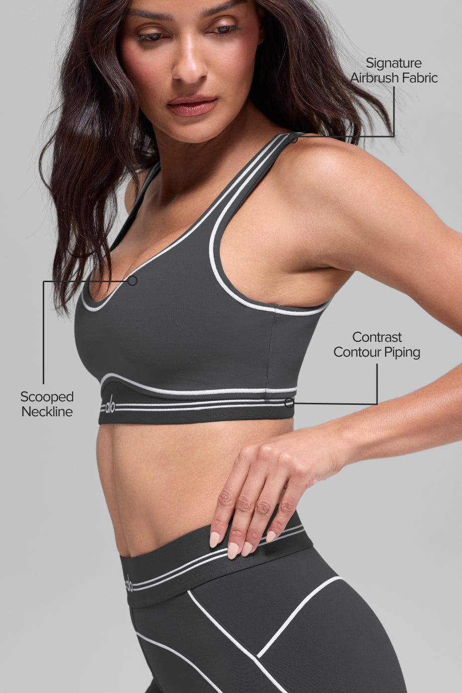 Airbrush Heart Throb Bra - Anthracite/White--1