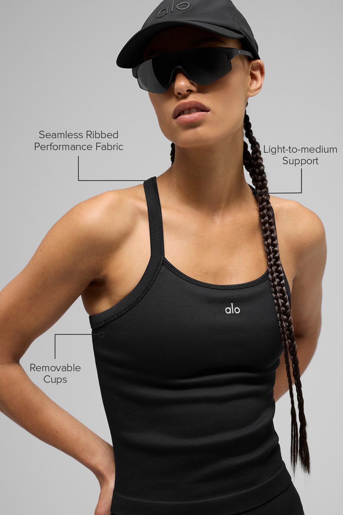 Seamless Ribbed Favorite Full Length Bra Tank - Black--1