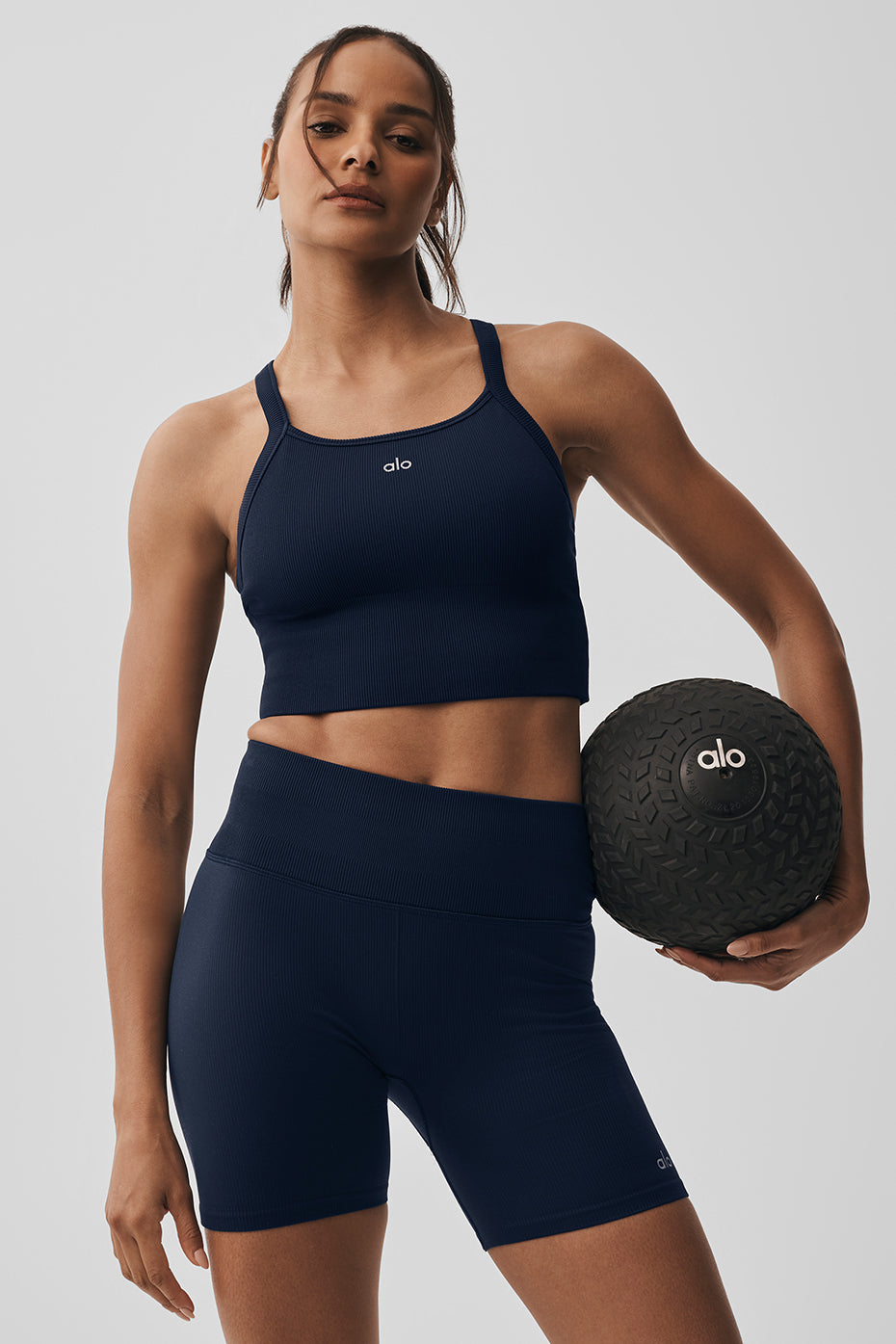 Seamless Ribbed Favorite Bra Tank - Navy--0