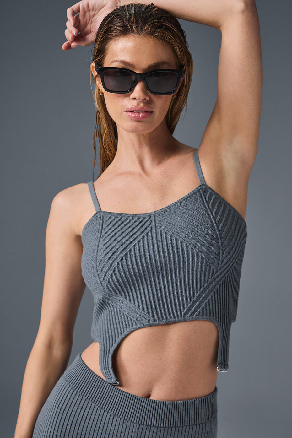 Denim Knit Garter Tank - Steel Grey/Anthracite--0
