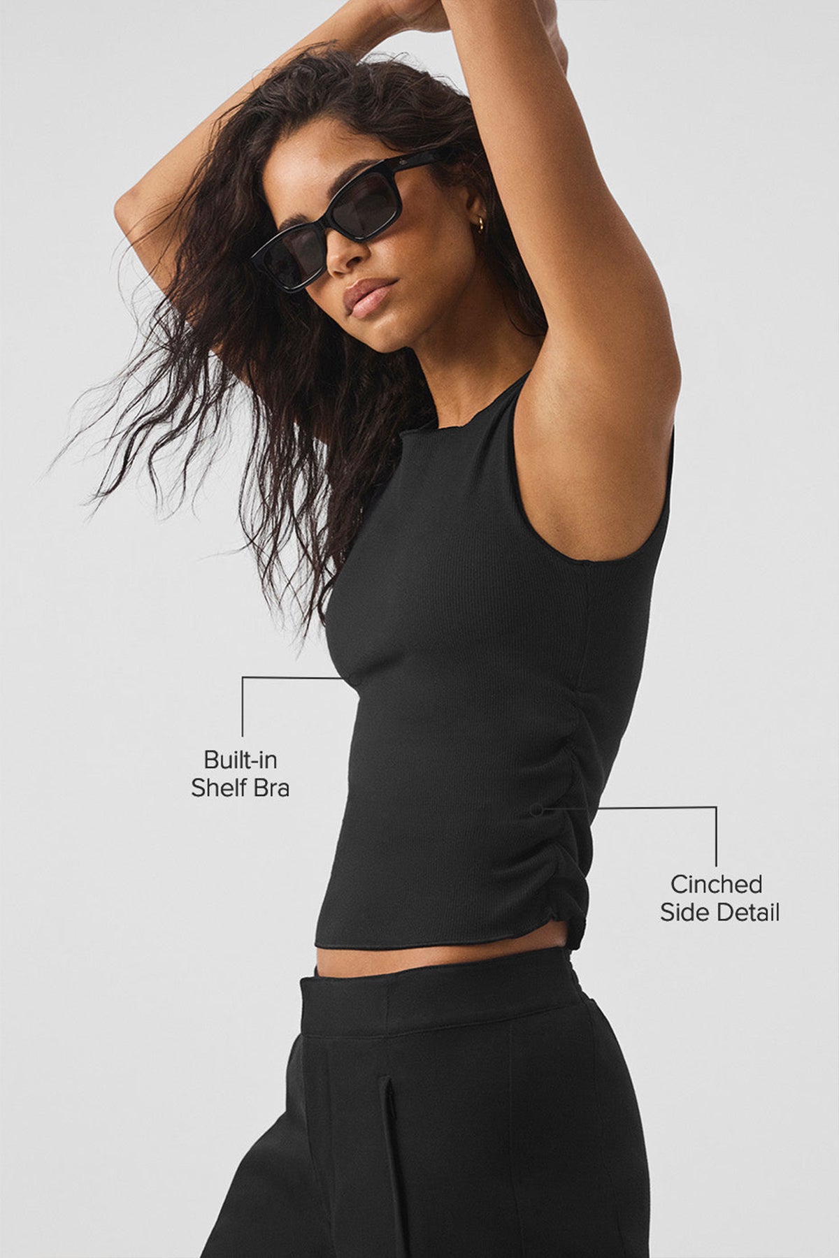Ribbed En Pointe Tank - Black--1
