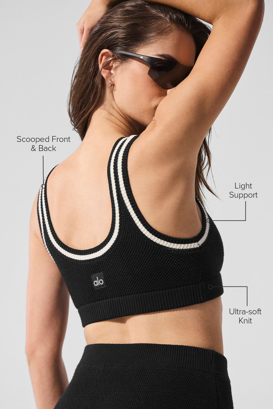 Tennis Club Sweater Knit Bra - Black/Ivory--1