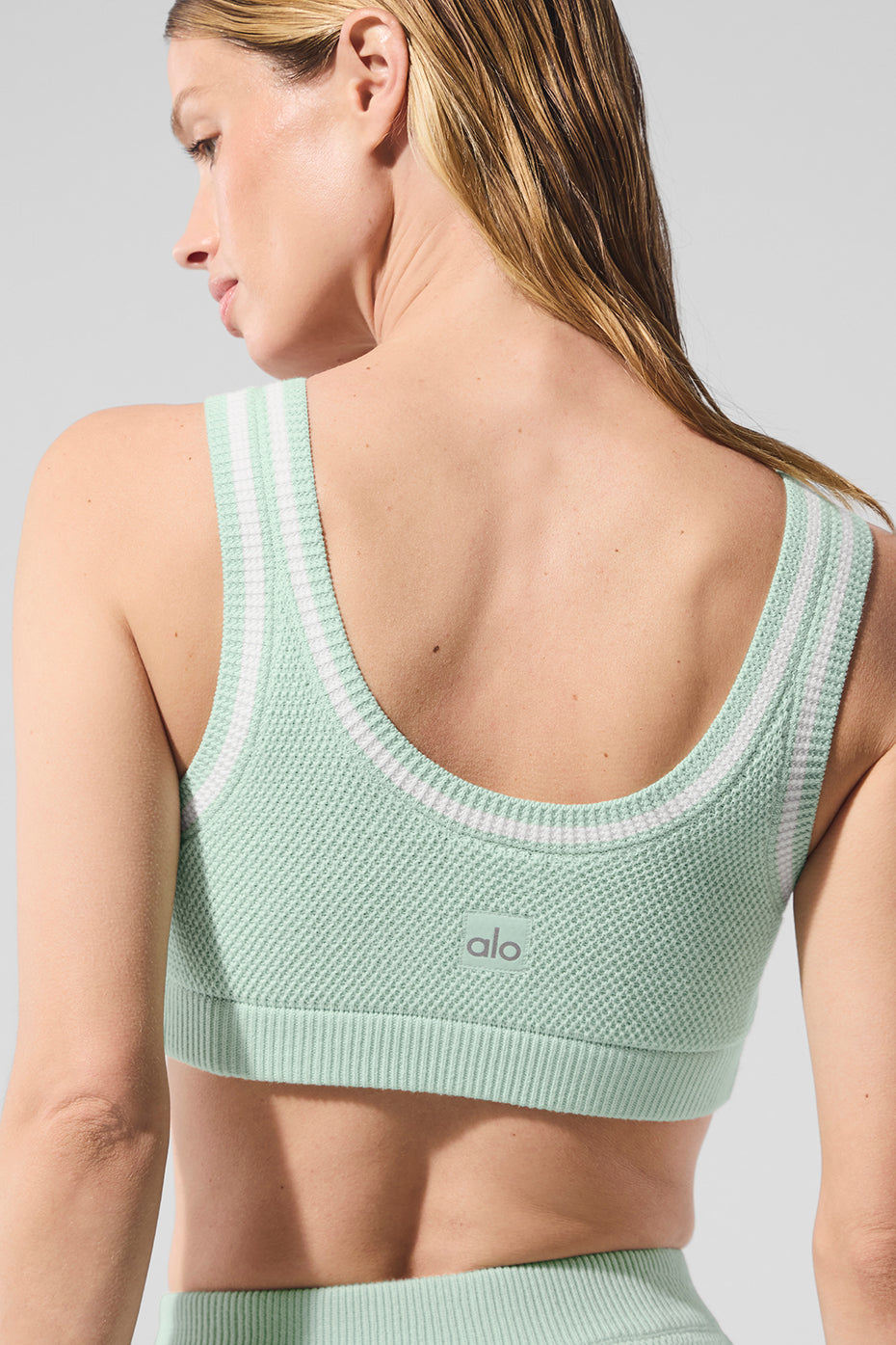 Tennis Club Sweater Knit Bra - Spearmint/White--2