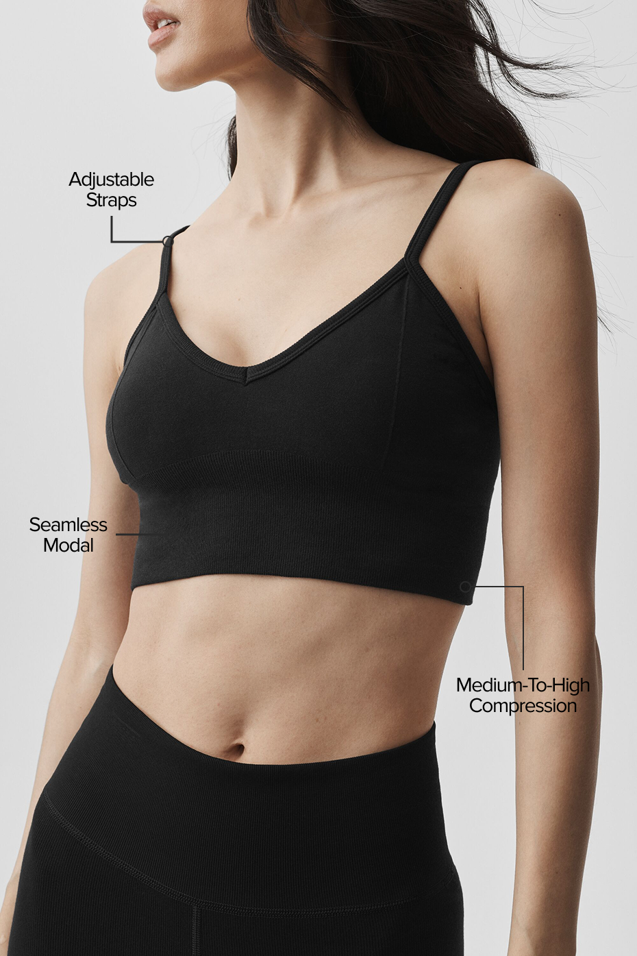 Seamless Modal Ribbed Delight Bralette - Black--1