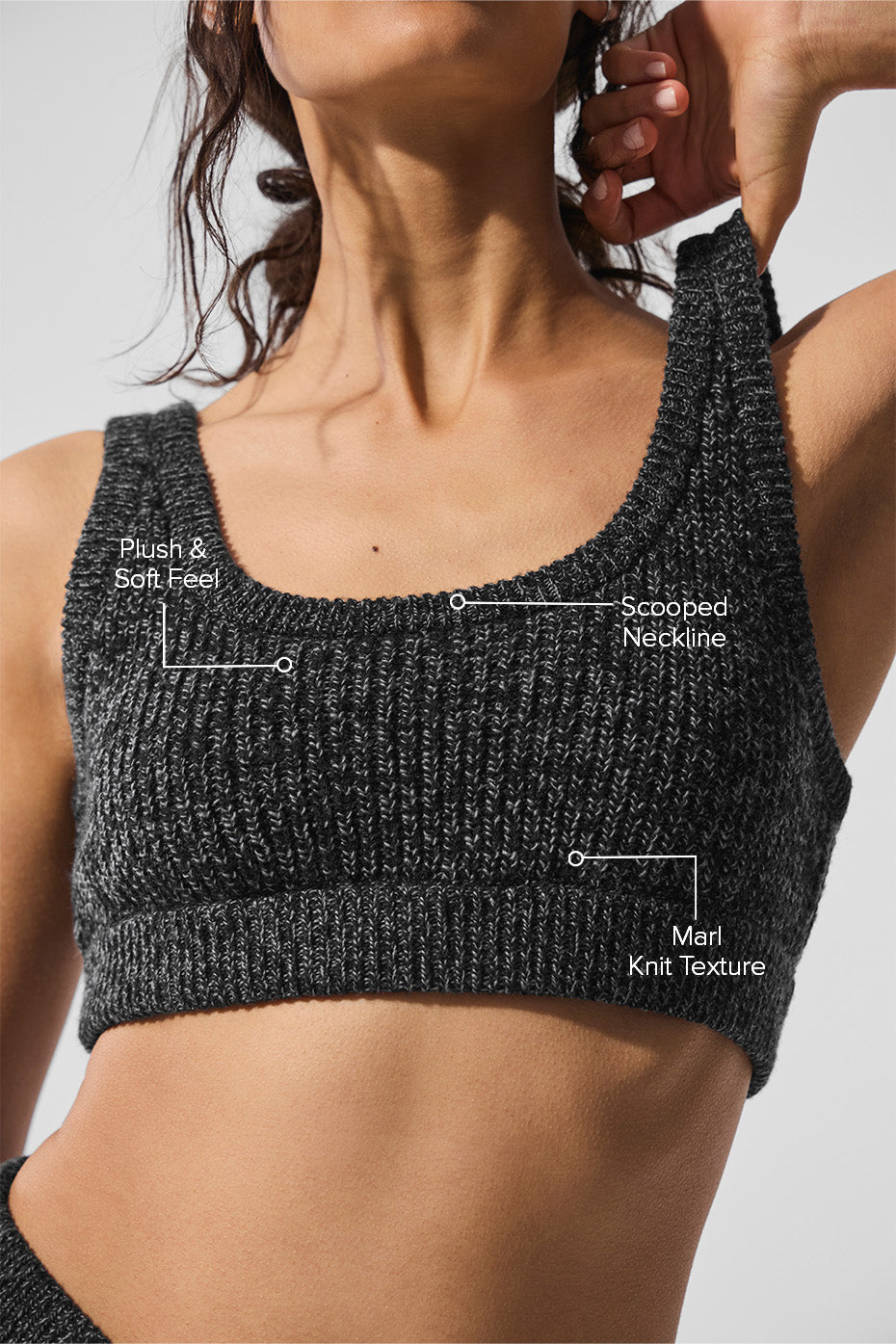 Marl Sweater Bra - Black Marl--1