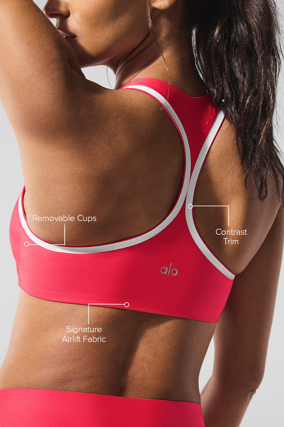 Airlift Super Sleek Contrast Bra - Candy Red/White--1