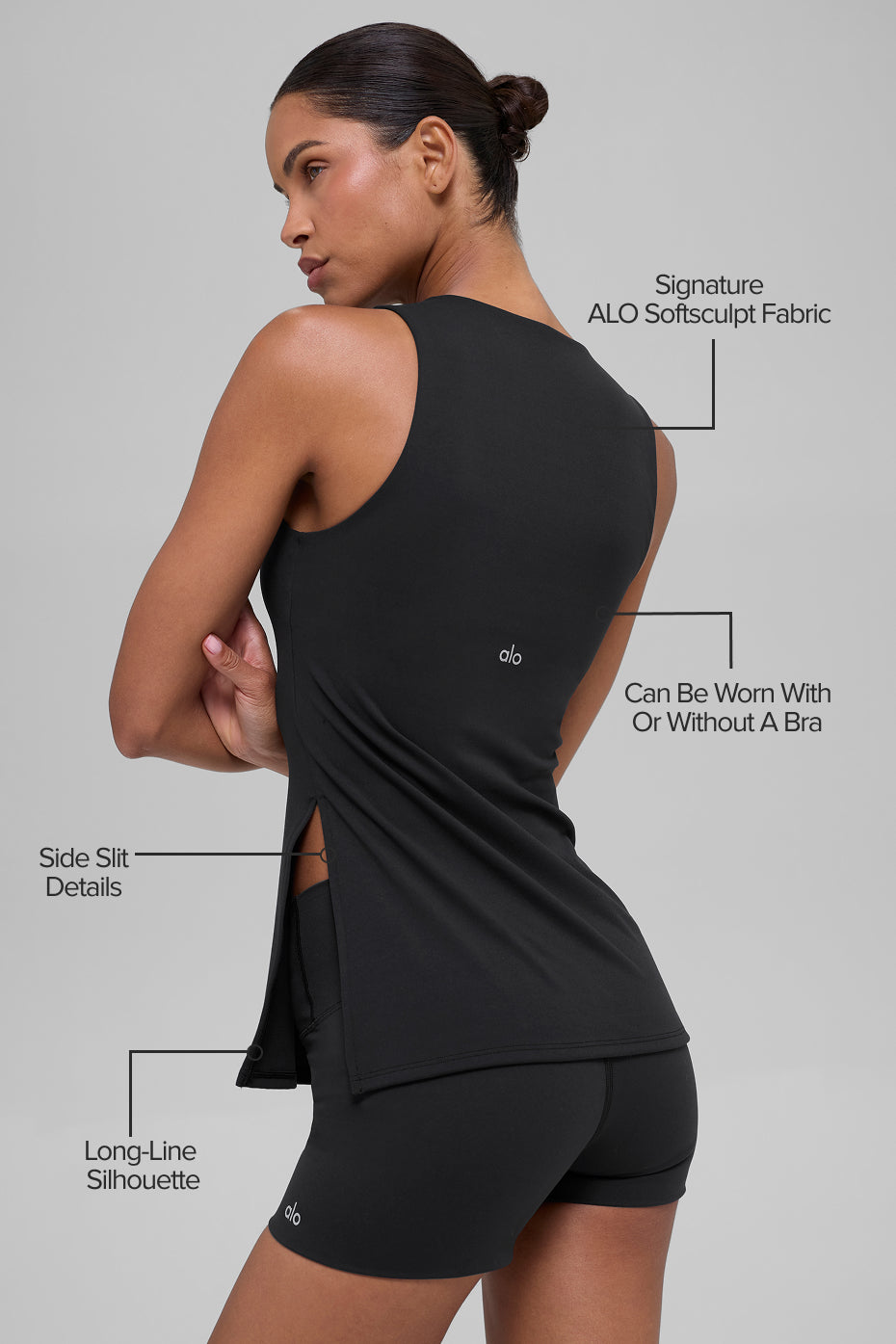 ALO Softsculpt Precision Full Length Bra Tank - Black--1