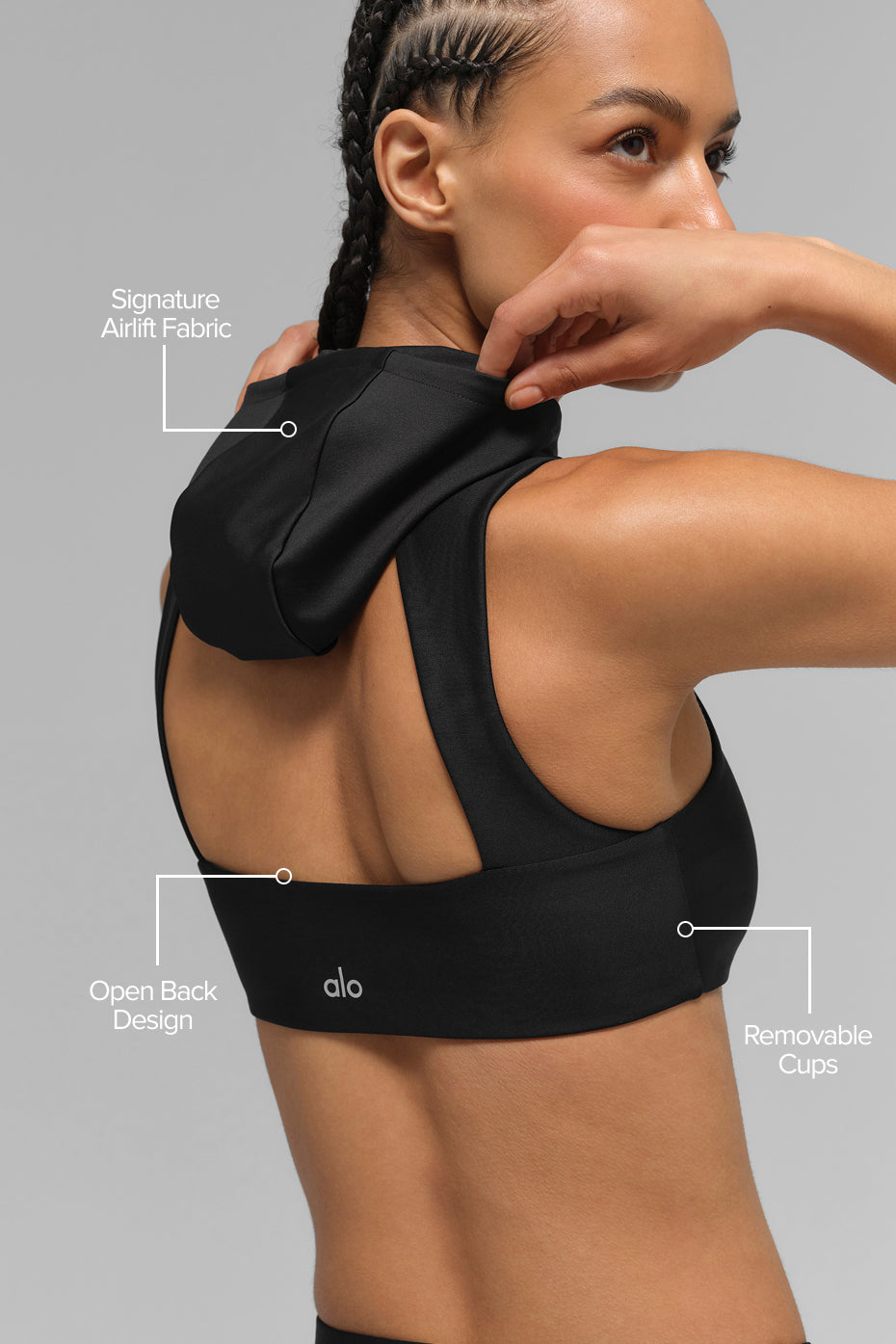 Airlift Light Speed Hooded Bra - Black--1