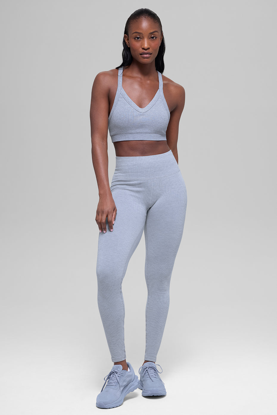 Seamless Two Tone Rib Bra - Winter Frost Heather--4