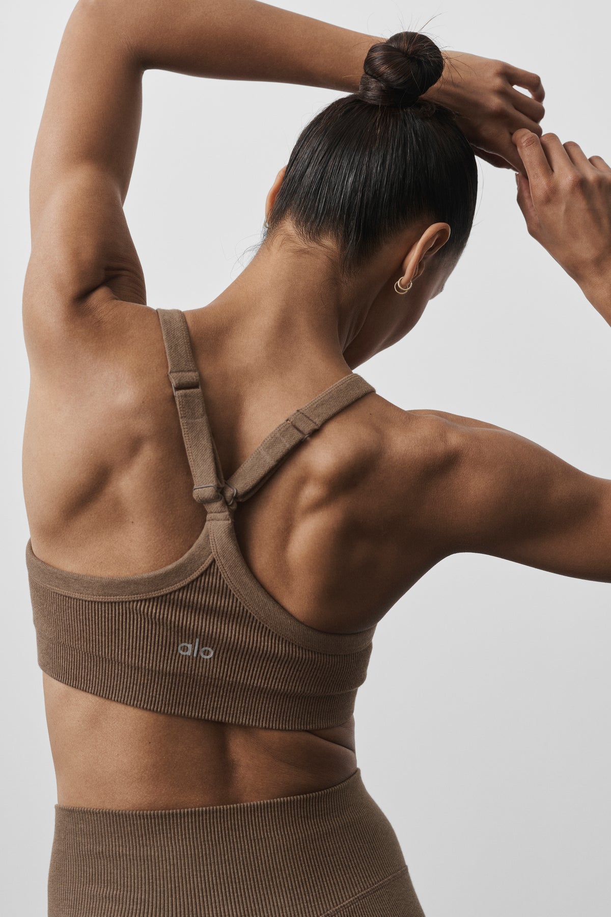 Seamless Two Tone Rib Bra - Java Brown--2