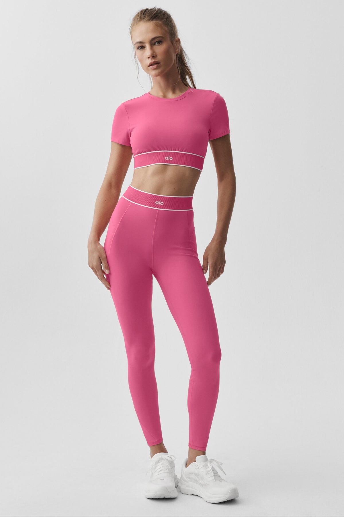 ALO Softsculpt Amp It Up Short Sleeve Bra - Paradise Pink--4