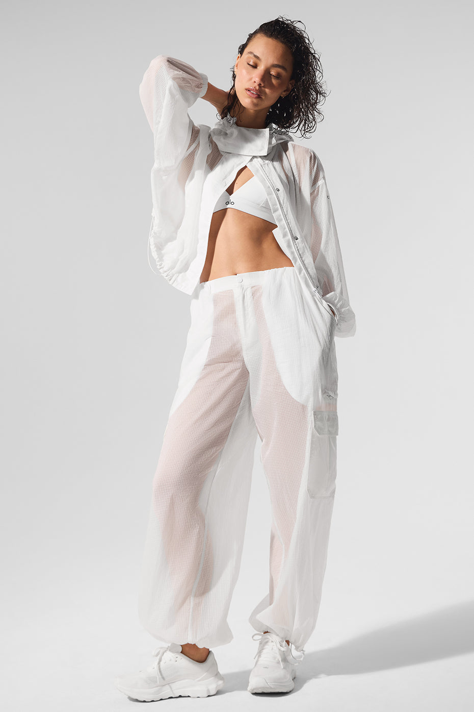 Sheer Game Time Wide Leg Jogger - White--0