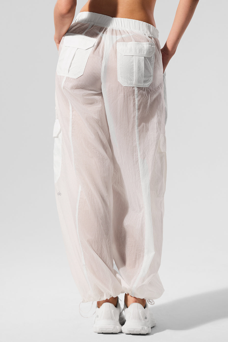 Sheer Game Time Wide Leg Jogger - White--2