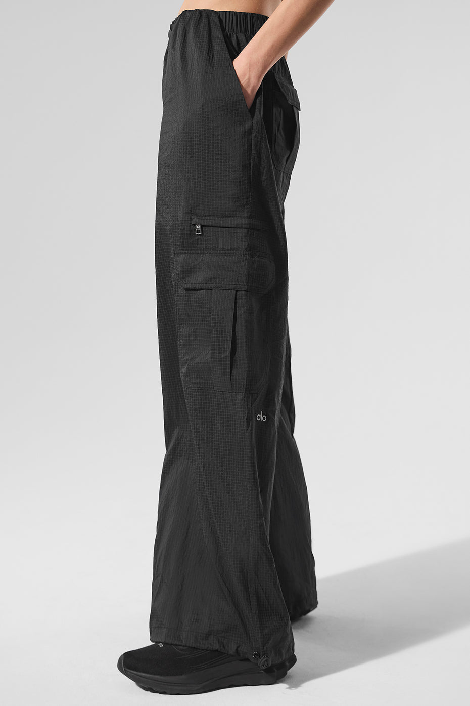 Sheer Game Time Wide Leg Jogger - Black--4