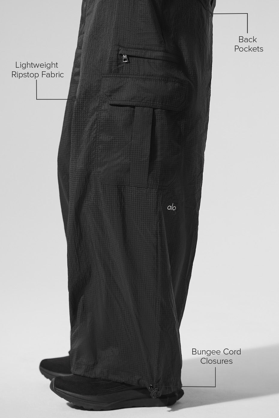 Sheer Game Time Wide Leg Jogger - Black--1