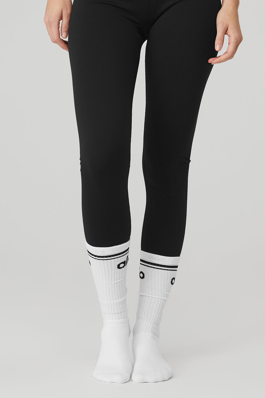 Women's Throwback Barre Sock - White/Black--1
