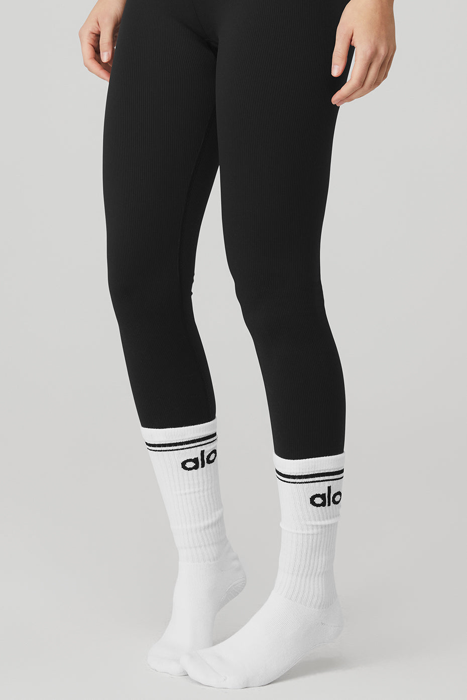 Women's Throwback Barre Sock - White/Black--2